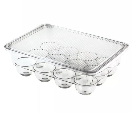 BPA-Free Plastic Food Storage Container Kitchen Refrigerator Fridge Organizer 12 Grids Egg Tray Holder with Lid