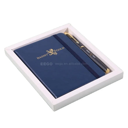 Best Quality Christmas Luxury Dark Blue A6 A5 Note Books Customizable Logo Pu Notebook Gift Set With Pen