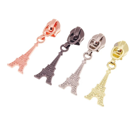 Hot Sale Custom Eiffel Tower Shape 5# Zipper Pullers Pulls Sliders for Handbag