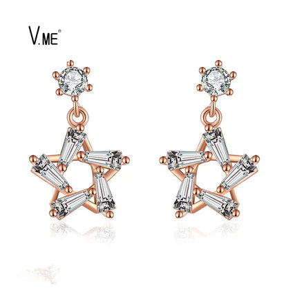 GZ8-045 Star Wholesale Girls Zircon Teacher Fashion Jewelry Exaggerated Trendy Girls 925 Silver Fancy Earrings for Women
