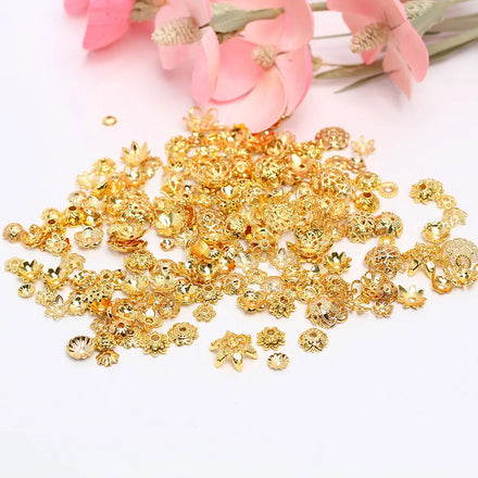 18k Real Gold Plated Brass Spacer Flower Receptacle DIY Jewelry Handmade Flower Receptacle Beaded Hat Beading BEAD CAP