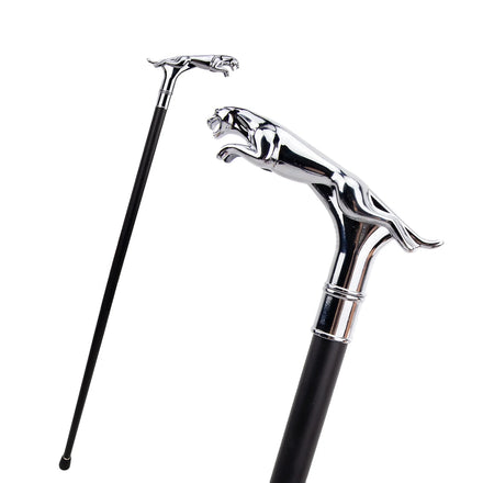 Hot Sales Silver Luxury Leopard Animal Model Handle with Tail Handle Walking Stick Self Defense Fashion Cane Cosplay Stick