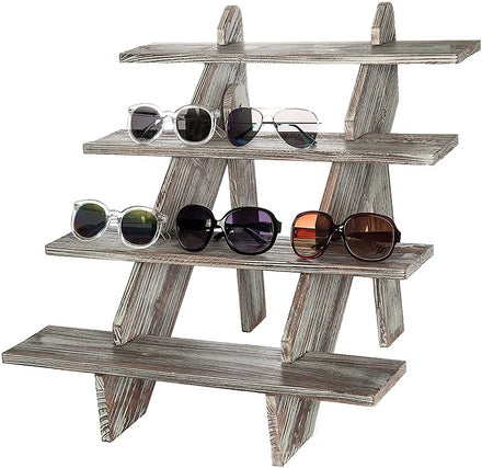 Qmoon Vintage Wooden Shelving Eyewear Glasses Stands Jewelry Storage Rack Pastries Sunglass Display Stand