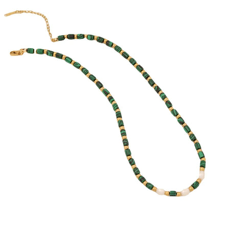 Fashion Pearl Natural Stone Handmade Stainless Steel Clavicle Chain Light Luxury Necklaces