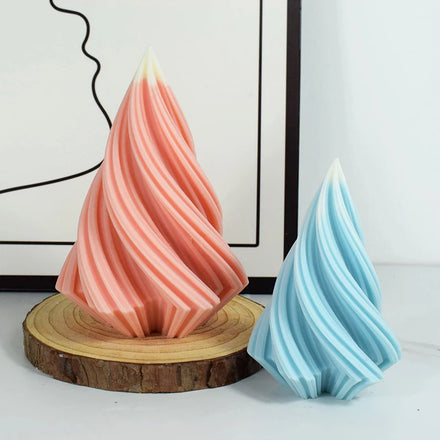 Handmade DIY Rotating Cone Candle Mold Silicone Artistic Abstraction Stripe Candle Silicone Mould Scented Resin Wax Mold