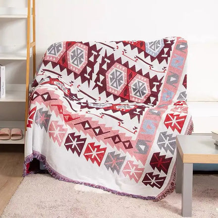 Boho Throws Tapestry Custom Jacquard Woven 100% Organic Cotton Blanket Solid Floral Four Seasons Use Wholesale