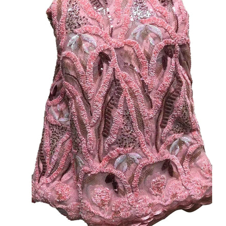 Wholesale African Lace Fabric Dress Mesh Fabric Ribbon Sequins Embroidery Lace