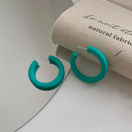 Retro Japanese Korean Trend of Candy Jelly Color Small Cc Shape Simple Gifts Student Earrings for Sweet Girls