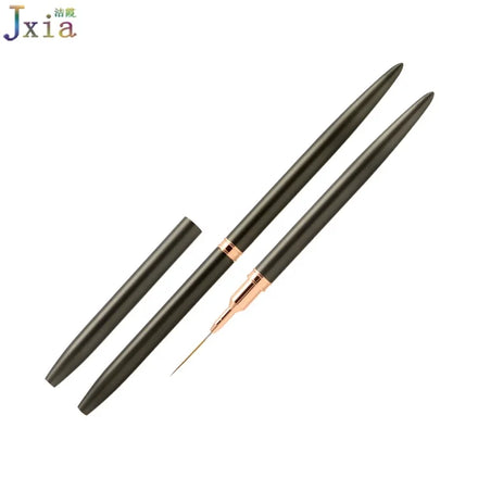 Jiexia Professional Nail Supplies Blackish Green Metal Handle Detail Fine Gel Liner Nail Art Brushes