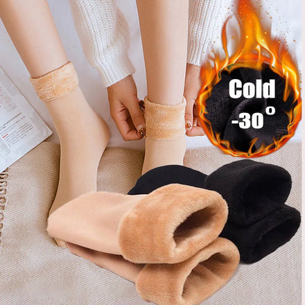 Winter Solid Color Versatile Thickened Velvet Straight Socks Keep Warm Anti-slip Resistance Cold Resistance Home Socks
