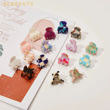 New Style 2.7cm Mini Acetate Claw Hair Clips Colorful Chessboard Bangs Hair Clips for Women Girls Hot Selling Accessories