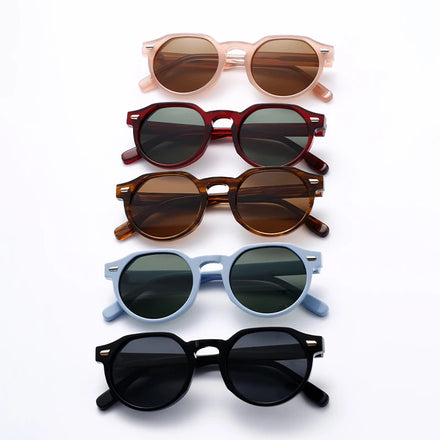 Luxury Custom logo Retro Men Round Acetate Glasses Sunglasses