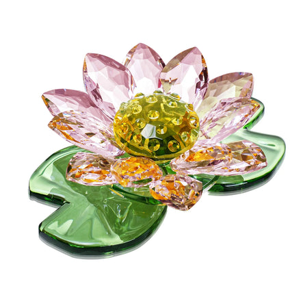 Crystal Pink Lotus Flower Glass Home Decor Paperweight Figurine Wedding Table Centerpiece Ornament Crystal Crafts