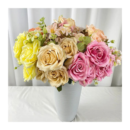7-headed Mansa Horned Rose Decoration Mariage Artificial Flowers Decorative