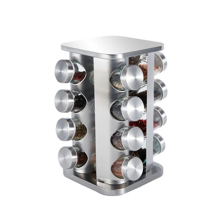 Lazy Susan Rotating Spice Rack Jars Seasoning Organizer Kitchen Spice Jar Rack Set Revolving Stainless Steel Spice Organizer