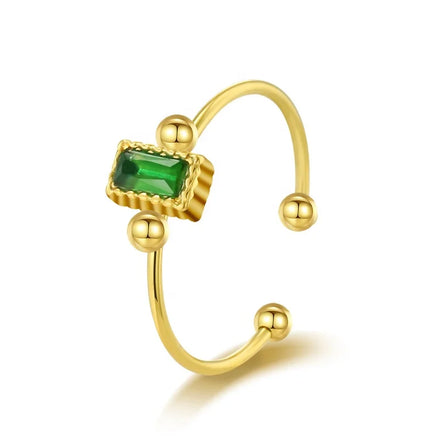 Simple Classic Geometric Fashion Jewelry Stainless Steel Small Bead Zircon Adjustable Women Finger Luxury Ring