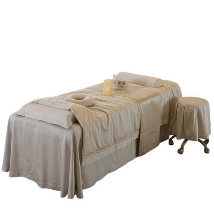 Fashion Design Contrast Color Satin Silk Fabric Massage Table Sheet Set for Beauty Salon Customized OEM Factory