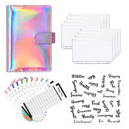 Macaron A6 Ring Budget Binder with Loose-leaf PVC Zipper Cash Envelopes