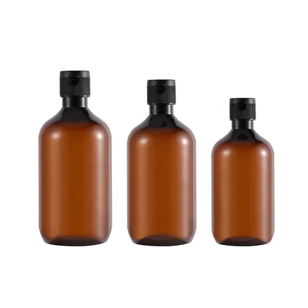 Wholesale 300ml 400ml 500ml Empty PET Plastic Brown Lotion Shampoo Bottle With Flip Cap