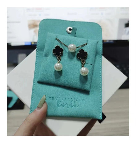 Custom Logo Microfiber Snap Button Jewelry Bag for Earrings Rings Necklace with Insert Pad Jewelry Pouch