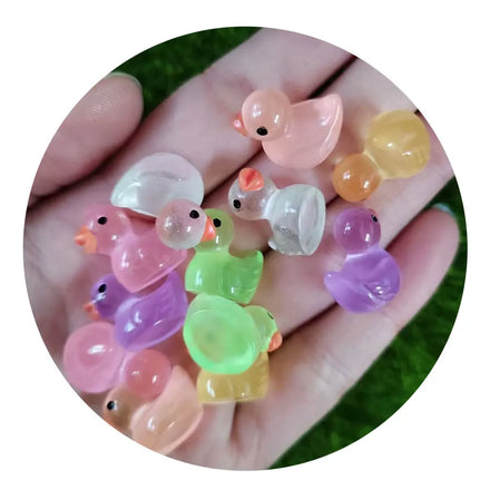 Multi Color Mini Luminous Ducks Cute Resin Ducks Glow in Dark Miniature Ornament for DIY Fairy Garden Doll House
