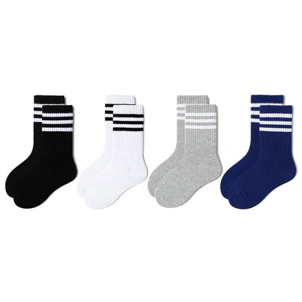 Wholesale Black White Striped Ribbed Crew Socks Kids Children Cotton Student School Socks for Girls Boys