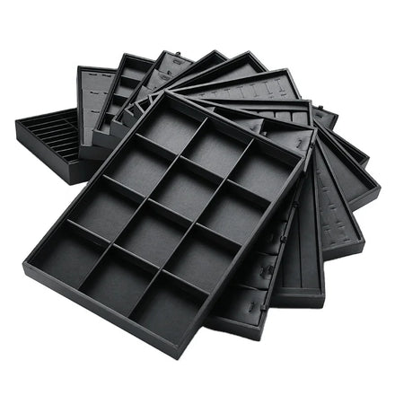 Digu Black Jewelry Display Tray Modern Ring Necklace Tray Stackable 24 Grid Jewelry Organizer Tray for Shop Display De Joyeria