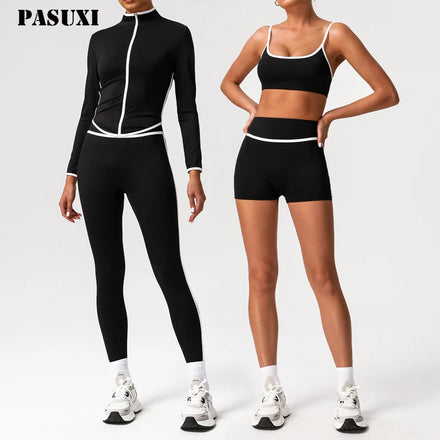 PASUXI 2025 Custom Gym Fitness Yoga Sets 4 Piece Sports Yoga Suit Fitness Sport Wear Yoga Active Wear Set