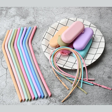 Factory Wholesale Food Grade Reusable Silicone Rubber Eco Friendly Straw for Drinking Silicone Straws Portable