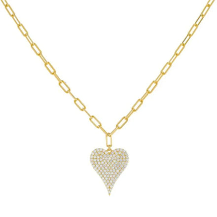 Fine 18k PVD Gold Plated Jewelry Copper Heart Charm Necklace for Women