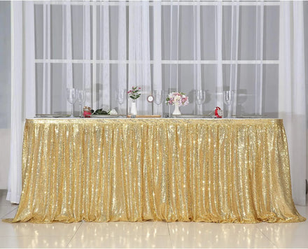 6ft Gold Sequin Table Skirt for Birthday Party Wedding Christmas