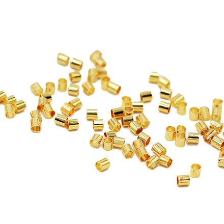 Gold Plated Tube Loose Bead Straight Spacer Beads 100pcs/bag Hand String DIY Bracelet Accessories Morse Code Bracelet