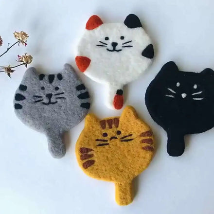 Special Pets Products Eco-Friendly Fabric Wool Felt Cup Coaster with Cat Pattern for Small Animals 12x15cm