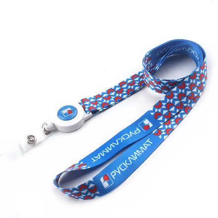 Cheap Custom Retractable Polyester ID Badge Holder Lanyard Double-Sided Sublimation Printing Thermal Transfer/Digital Printing