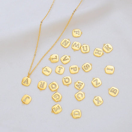 Hot Sale Copper 26 Alphabet English Letters Charms Pendantfor Bracelets Necklace Jewelry Making Craft DIY