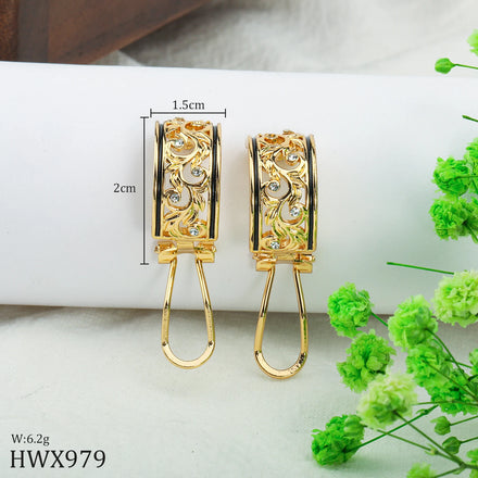 New Wholesale Hawaiian Jewelry Copper Hollow Black Edge Copper Buckle Earrings for Women Gift