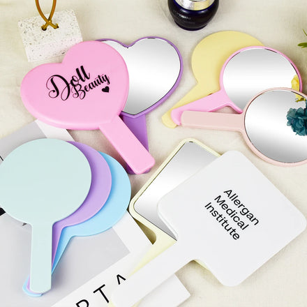 Personalized Handheld Makeup Mirror Portable Heart Shape Hand Mirror for Travel Pocket Factory Wholesale Logo Custom Mirror