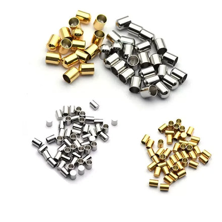 6mm Silver Stainless Steel Jewelry Cord Chain Connectors Tube End Finding for Bracelet Leather Rope Jewelry Making