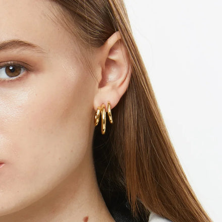 Fenny Dainty Fashion Three Circle Hoop Earring for Women Ready to Ship Wholesale Stainless Steel Ladies Jewelry