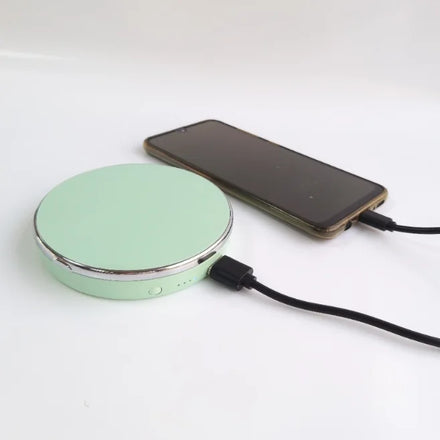 Round LED Makeup Mirror with Power Bank 5000 MAh 3X 1X Magnifying LED Travel Pocket Mirror