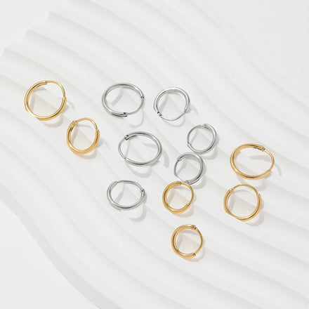 JOOLIM Jewelry PVD 18K Gold Plated Classic Simple Mini Huggie Hoop Earring Stainless Steel Jewelry Fashion Jewelry
