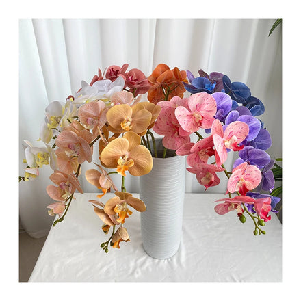 3D 9 Head French Phalaenopsis Artificial Flowers Decorative