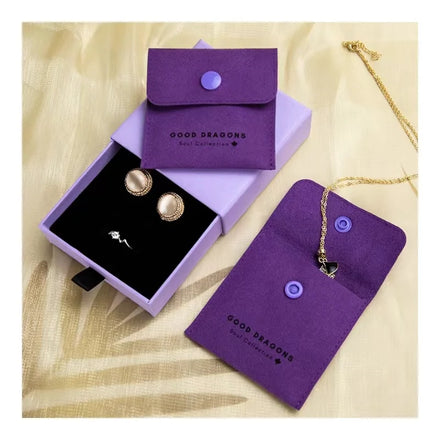 Luxurious Microfiber Jewelry Pouch with Envelope Flap Custom Logo for Necklaces Earrings and Other Jewelry Containers