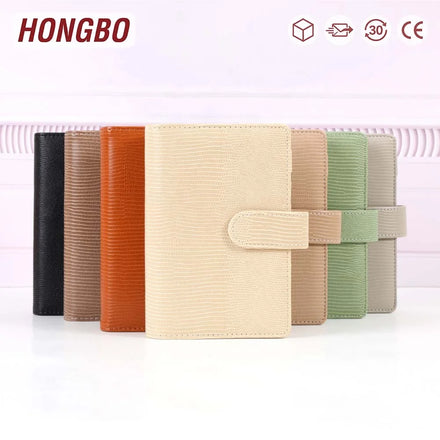 Ins FB TK Hot Black White Beige Pink Gray A6 Leather Budget Binder Planner with Cash Envelopes As Money Binder Organizer