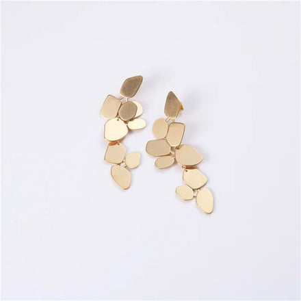 Fenny 18K Gold Plated Shiny Elegant Irregular Wafer Drop Hoop Earring Trendy Wholesale Stainless Steel Ladies Jewelry