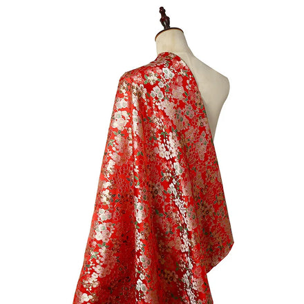2024 Luxury 150cm Width Japanese Traditional Brocade Silk Fabric Jacquard Woven Pattern for Girls' Wedding Jackets Garments