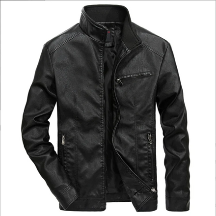 Men's New PU Leather Coat Thin Motorcycle Windproof Coat