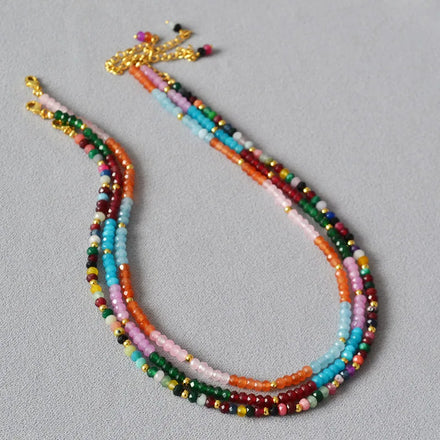 New Colorful Jade Beads Necklace Fashion Natural Stone Beaded Necklace for Women Girls Jewelry Gifts