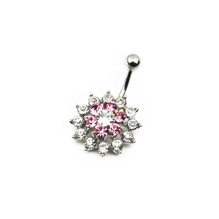 Fancy Sexy Lady Shining Crystal Sunflower Navel Piercing Rings Zircon Single Flower Belly Button Ring