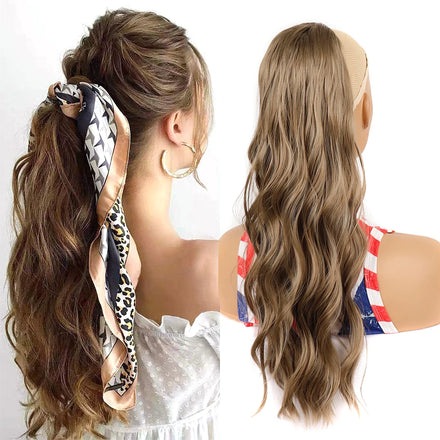 AliLeader Synthetic 24inch Drawstring Clip Ponytail Hair Extension Wavy Hairpiece Fake Ponytail Hair Clip for Women Pony Tail